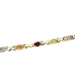 Vintage DBJ Sterling Multi Stone Tennis Bracelet 7”